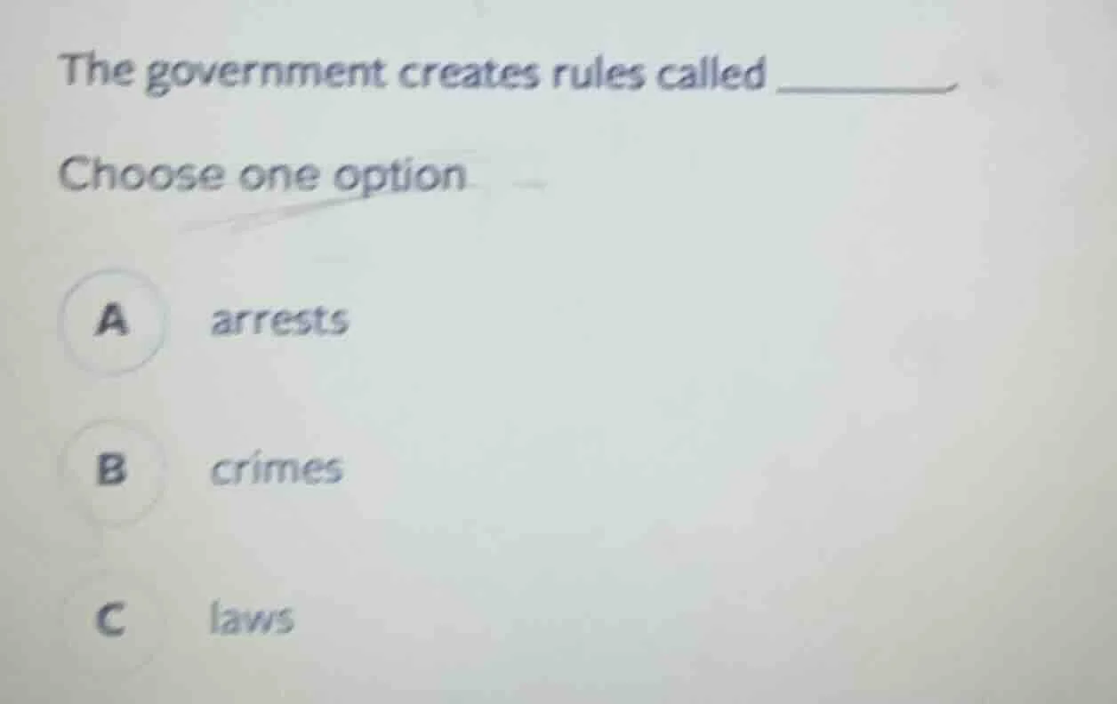 the government creates rules called ________ choose one option a arrest…