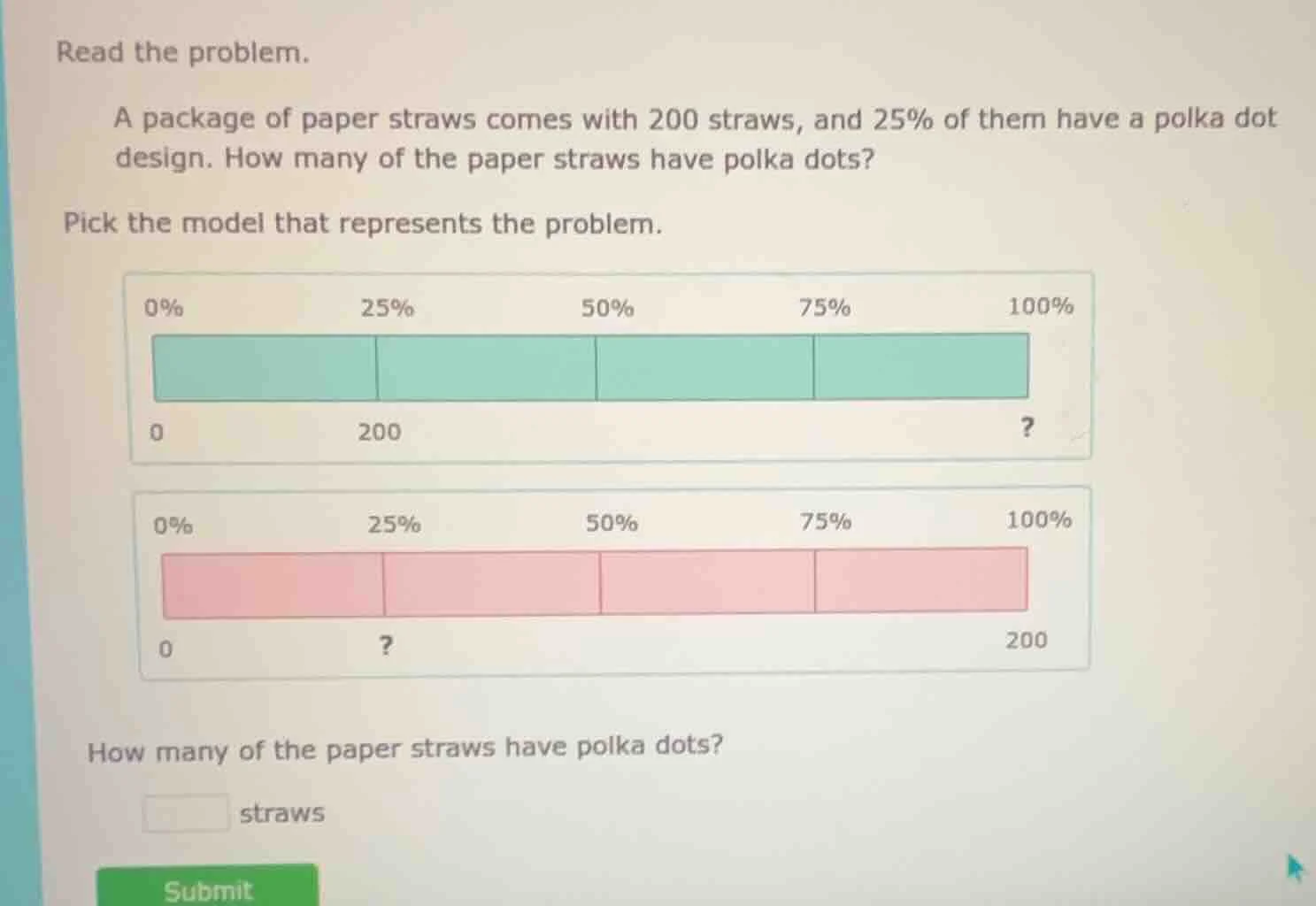 read the problem. a package of paper straws comes with 200 straws, and …