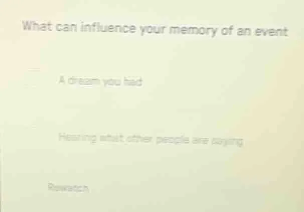 what can influence your memory of an event a dream you had hearing what…