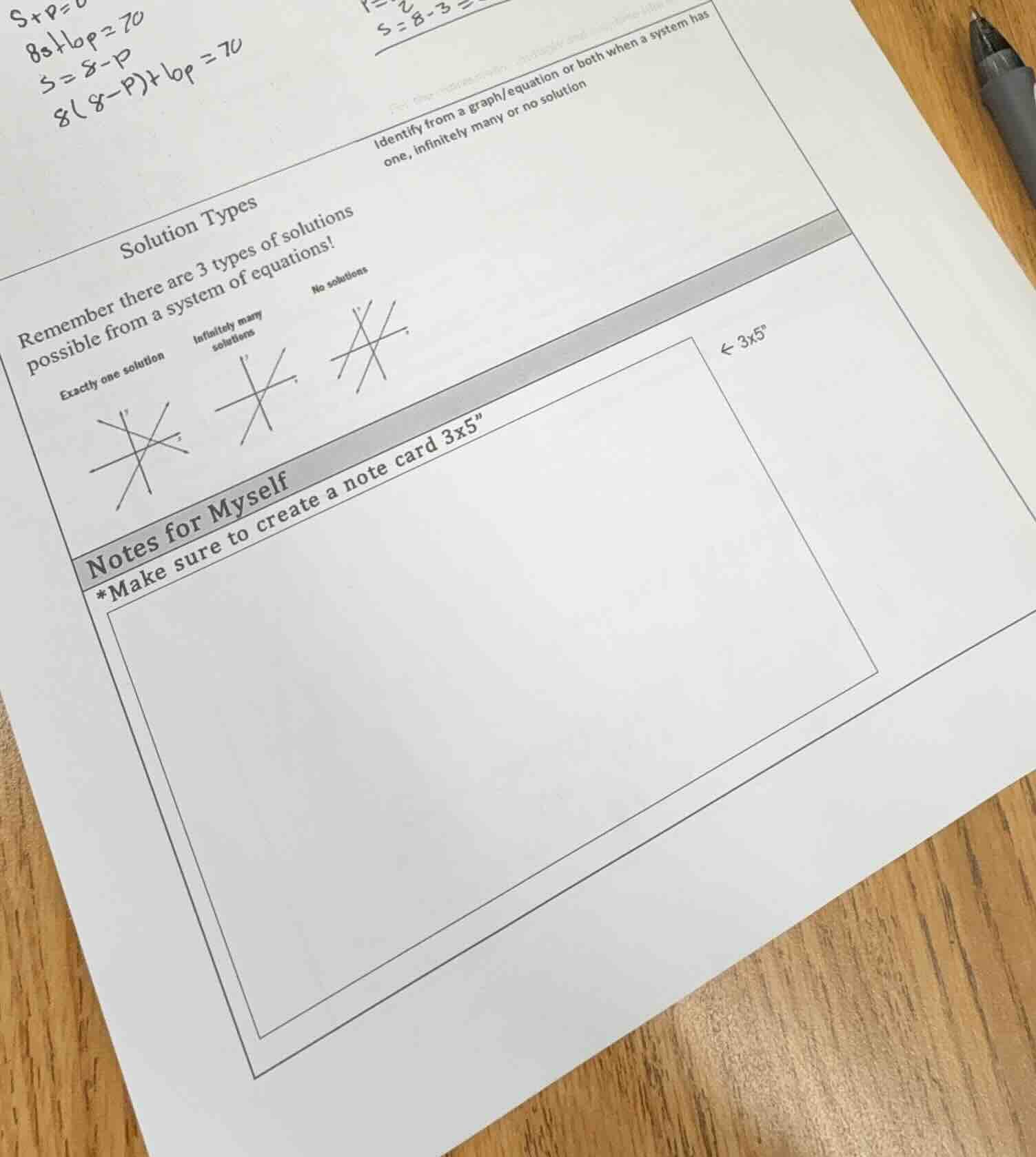 s+p=0 8s+6p=70 s=8-p 8(8-p)+6p=70 s=8-3 solution types remember there a…