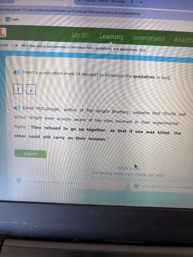 insert a punctuation mark (if needed) to introduce the quotation in bol…