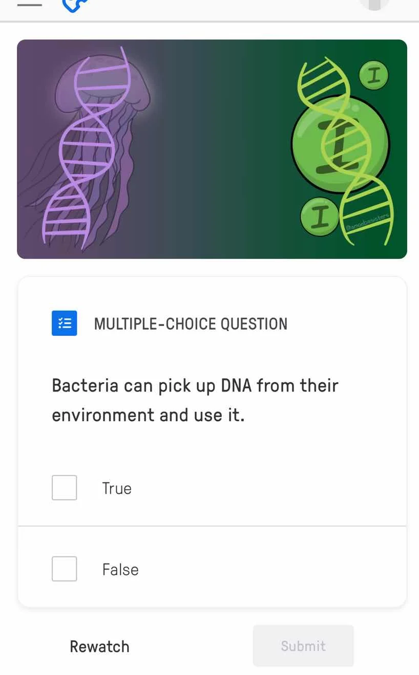 multiple-choice question bacteria can pick up dna from their environmen…