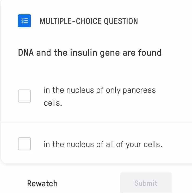 multiple-choice question dna and the insulin gene are found in the nucl…