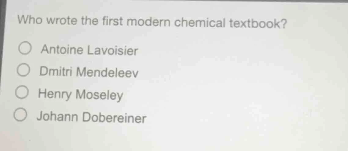 who wrote the first modern chemical textbook? antoine lavoisier dmitri …