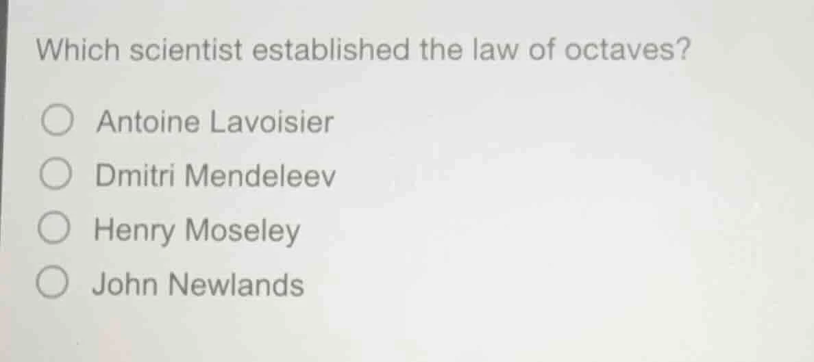 which scientist established the law of octaves? antoine lavoisier dmitr…