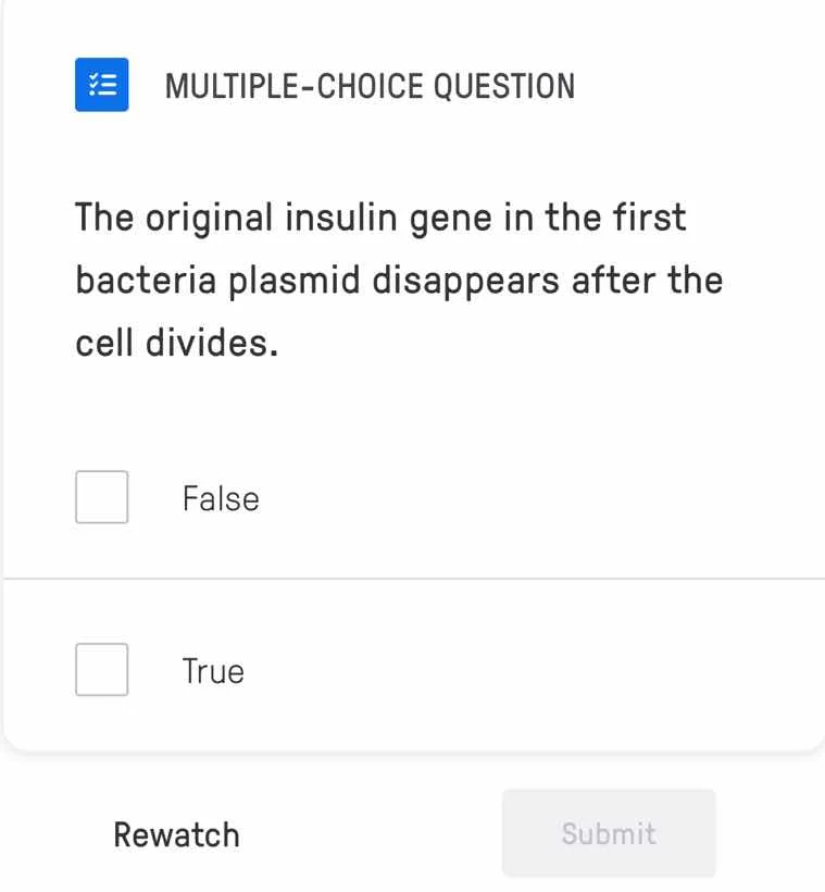multiple-choice question the original insulin gene in the first bacteri…