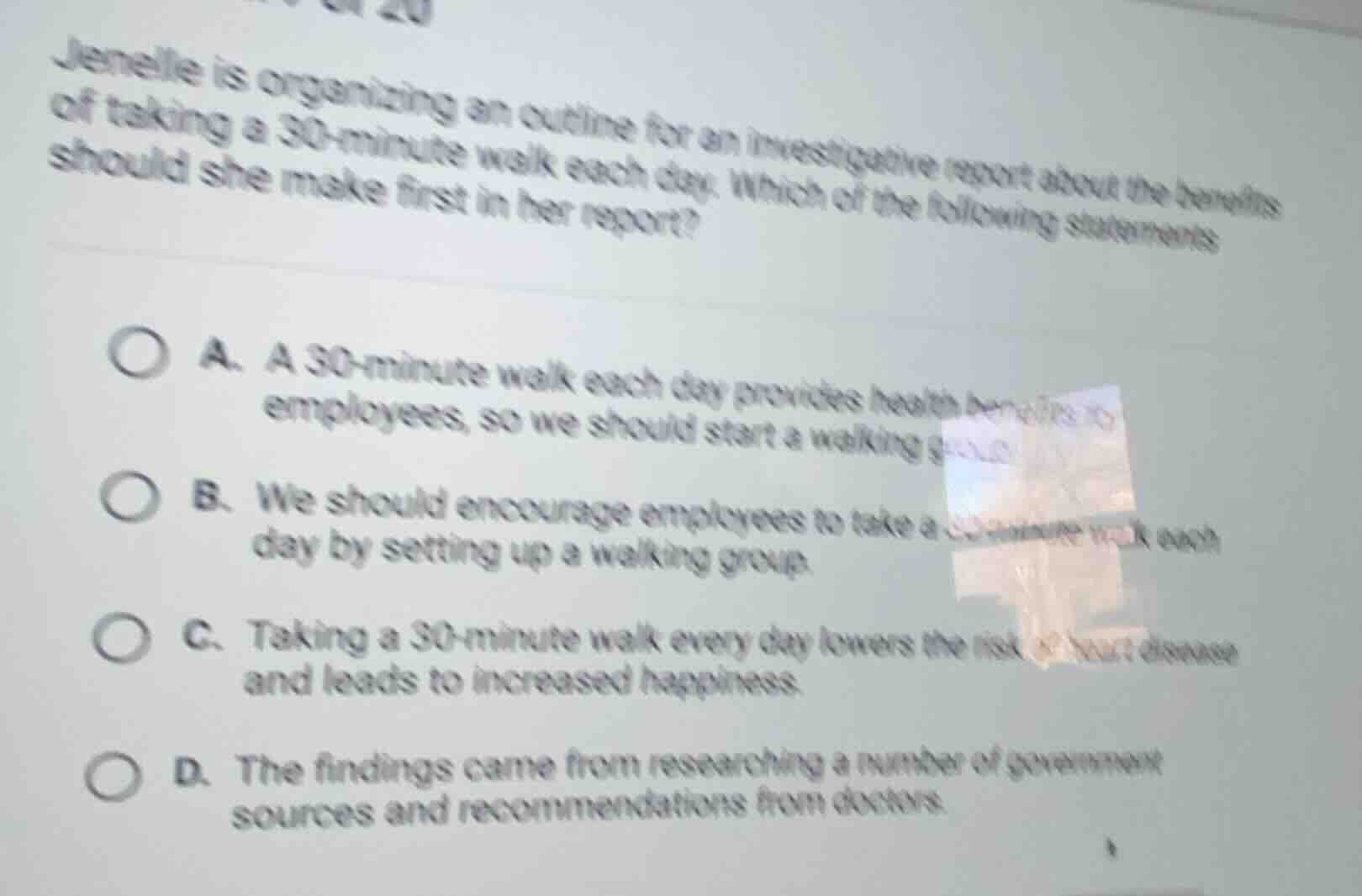 jenelle is organizing an outline for an investigative report about the …