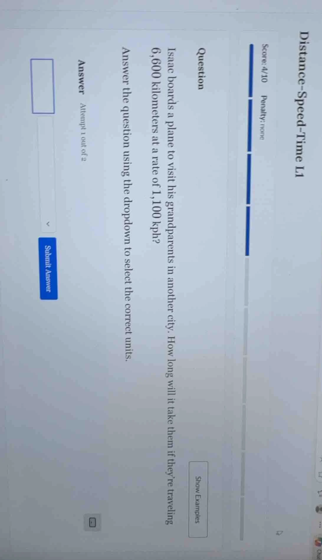 distance-speed-time l1 score:4/10 penalty: none question isaac boards a…