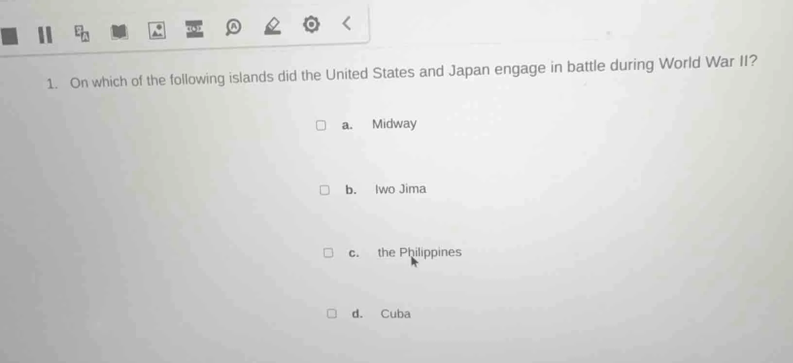 1. on which of the following islands did the united states and japan en…