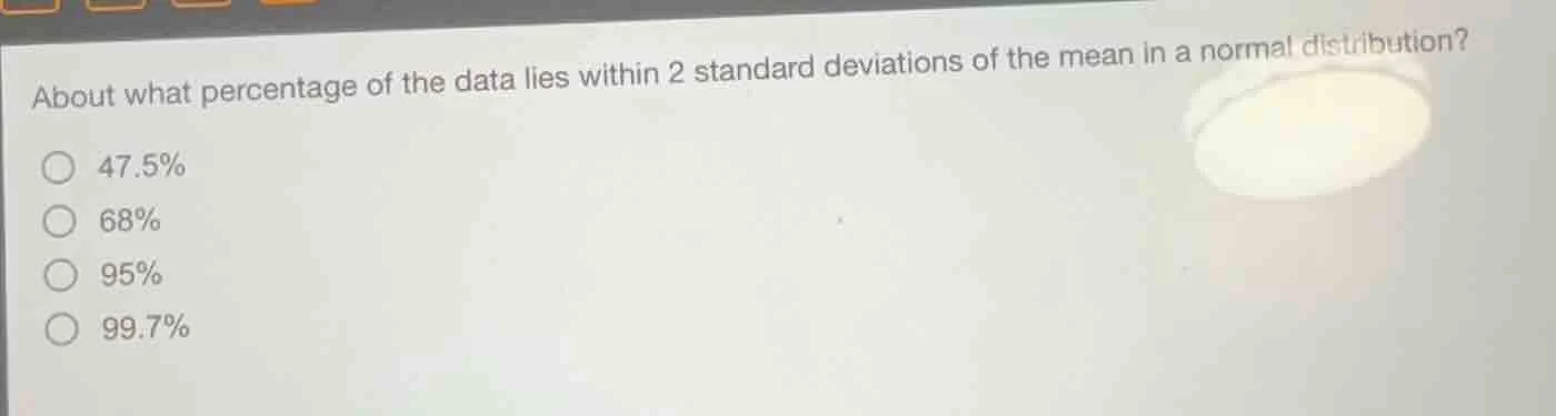 about what percentage of the data lies within 2 standard deviations of …