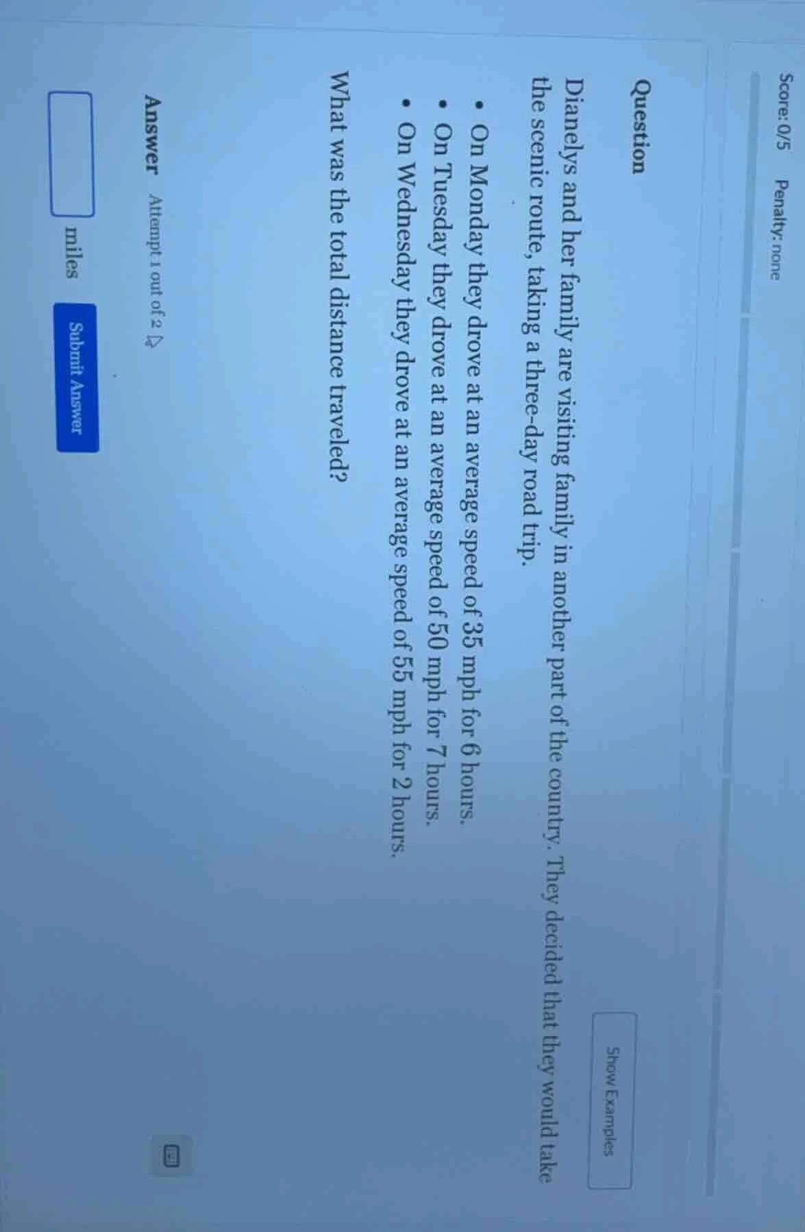 score:0/5 penalty: none question dianelys and her family are visiting f…