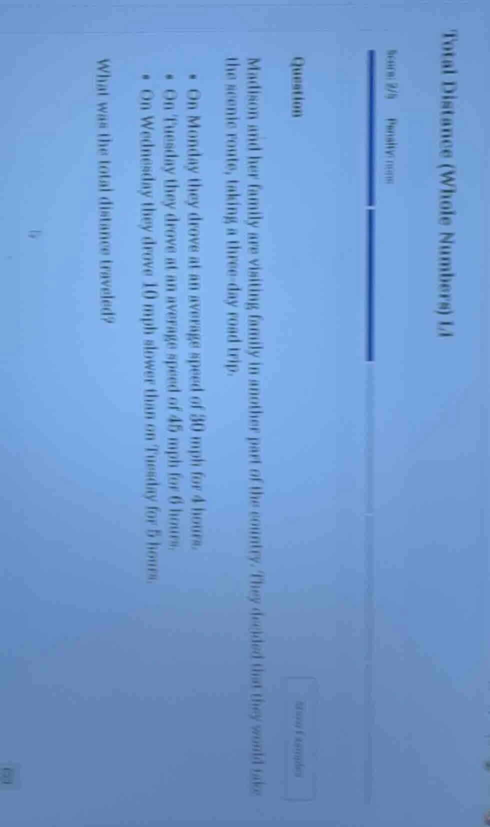 total distance (whole numbers) 1.1 score: 2/5 penalty: none question ma…