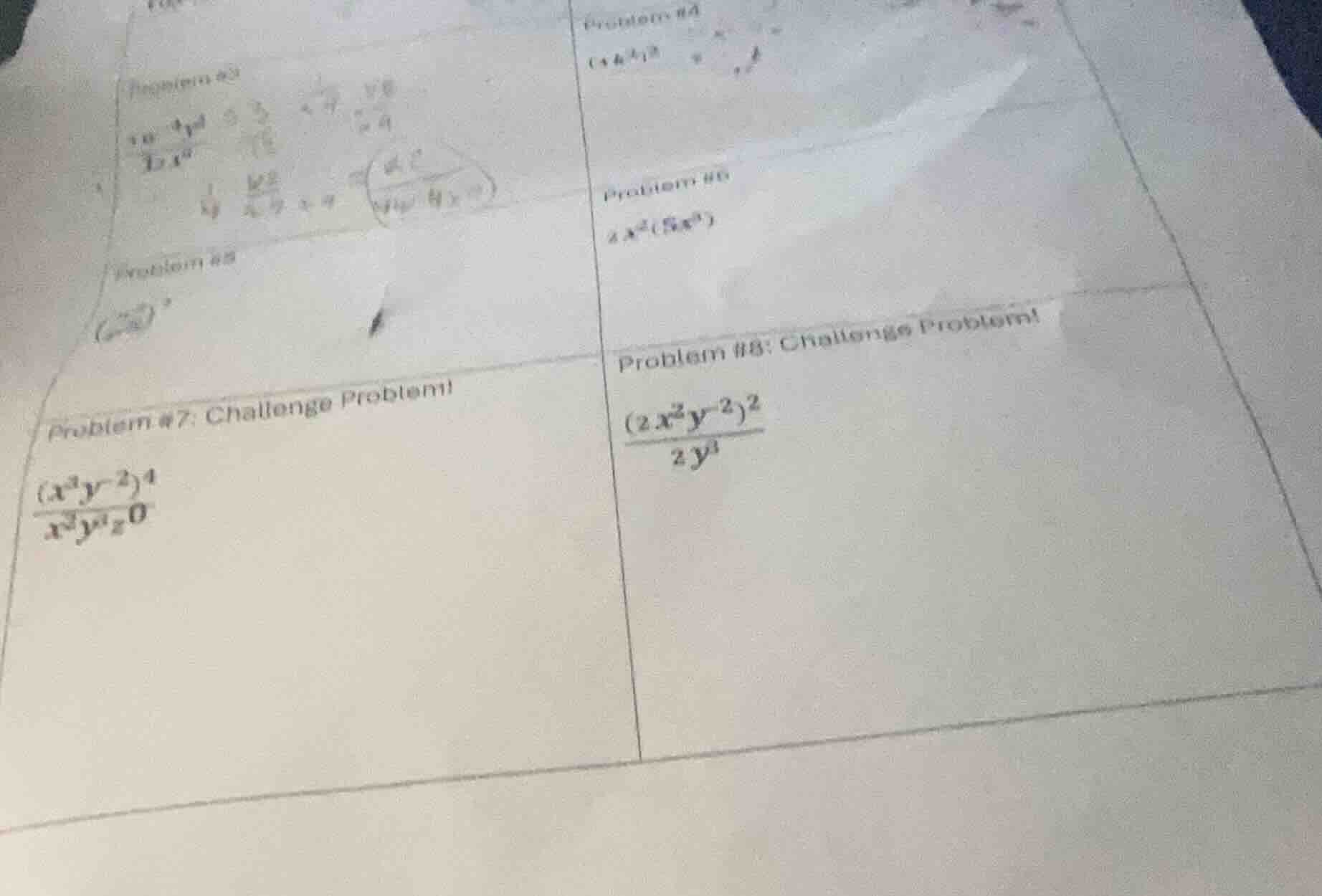 problem #3 $\frac{8x^{-4}y^6}{12x^6}$ problem #4 $(4k^4)^2$ problem #5 …