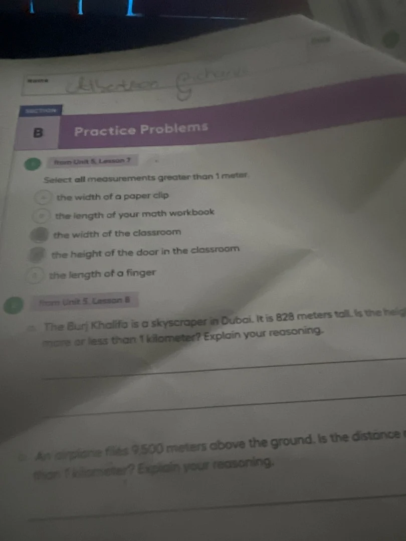 name section b practice problems from unit 5, lesson 7 1. select all me…