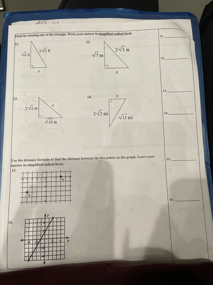 find the missing side of the triangle. write your answer in simplified …