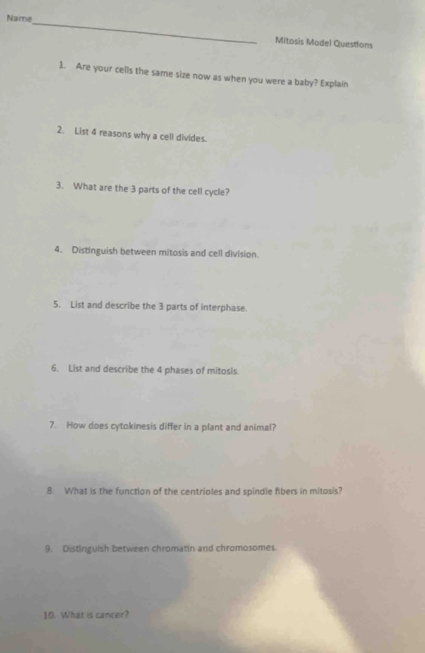 name__________mitosis model questions1. are your cells the same size no…