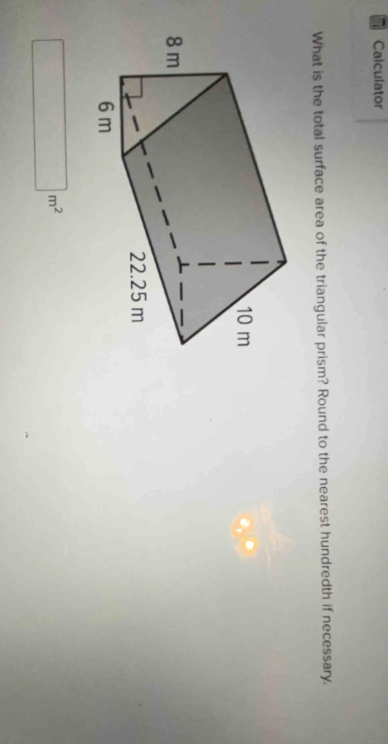 what is the total surface area of the triangular prism? round to the ne…