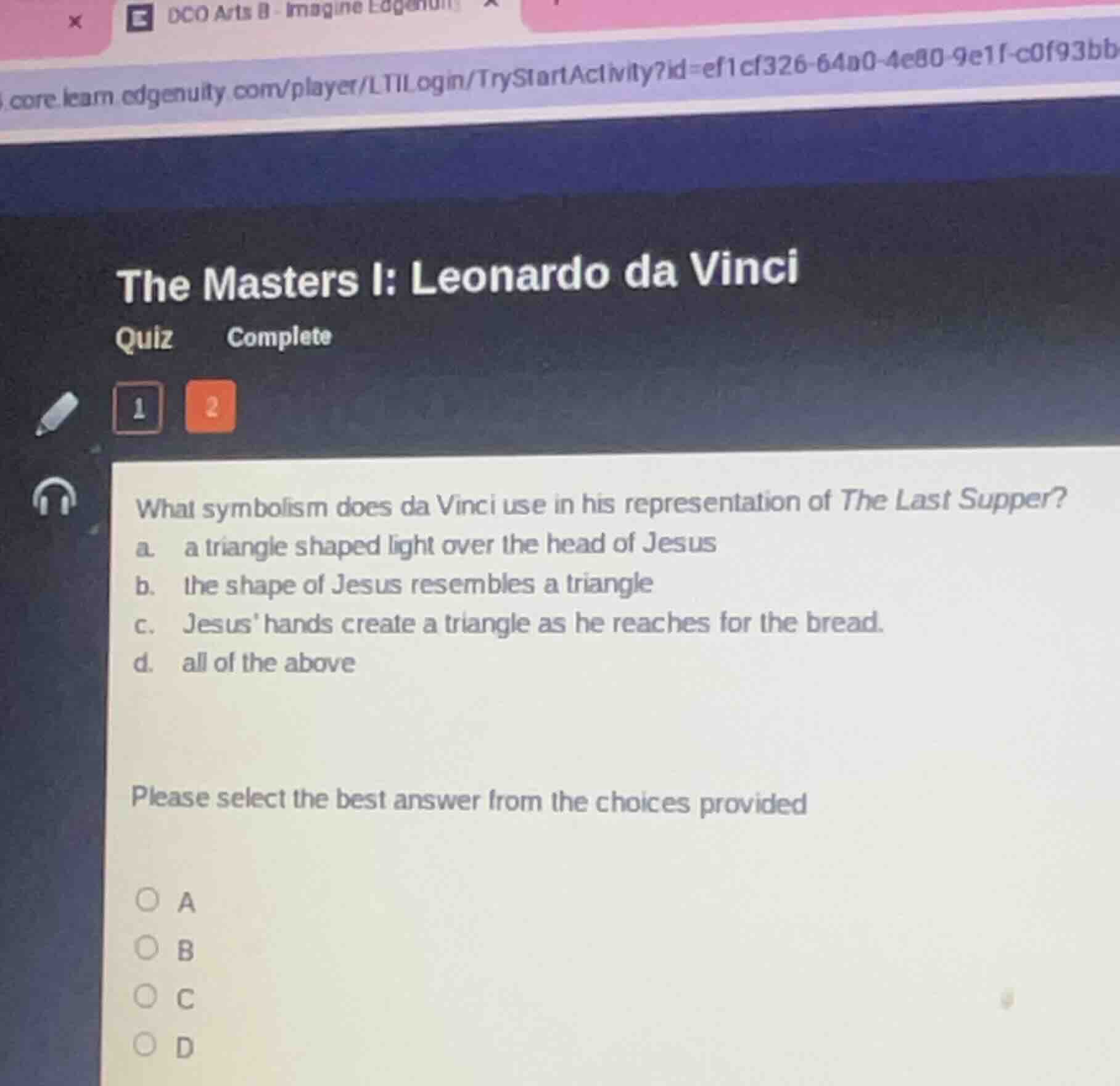 the masters i: leonardo da vinci quiz complete 1 2 what symbolism does …