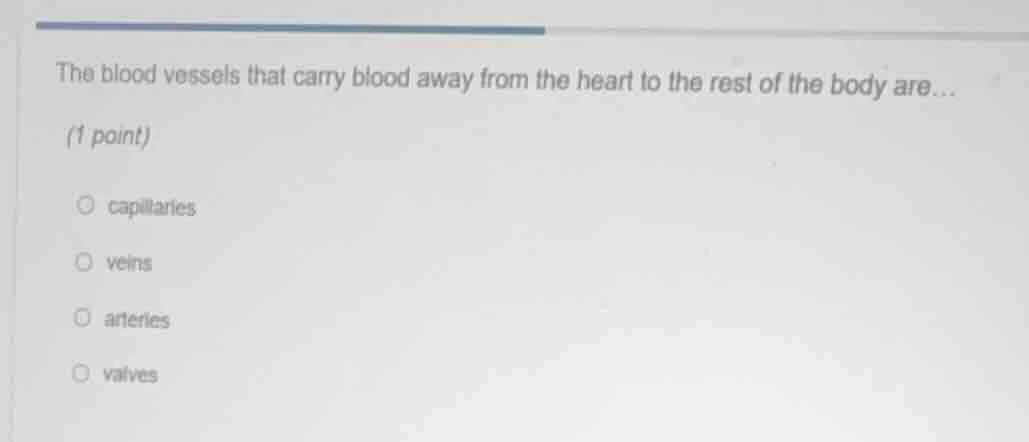 the blood vessels that carry blood away from the heart to the rest of t…