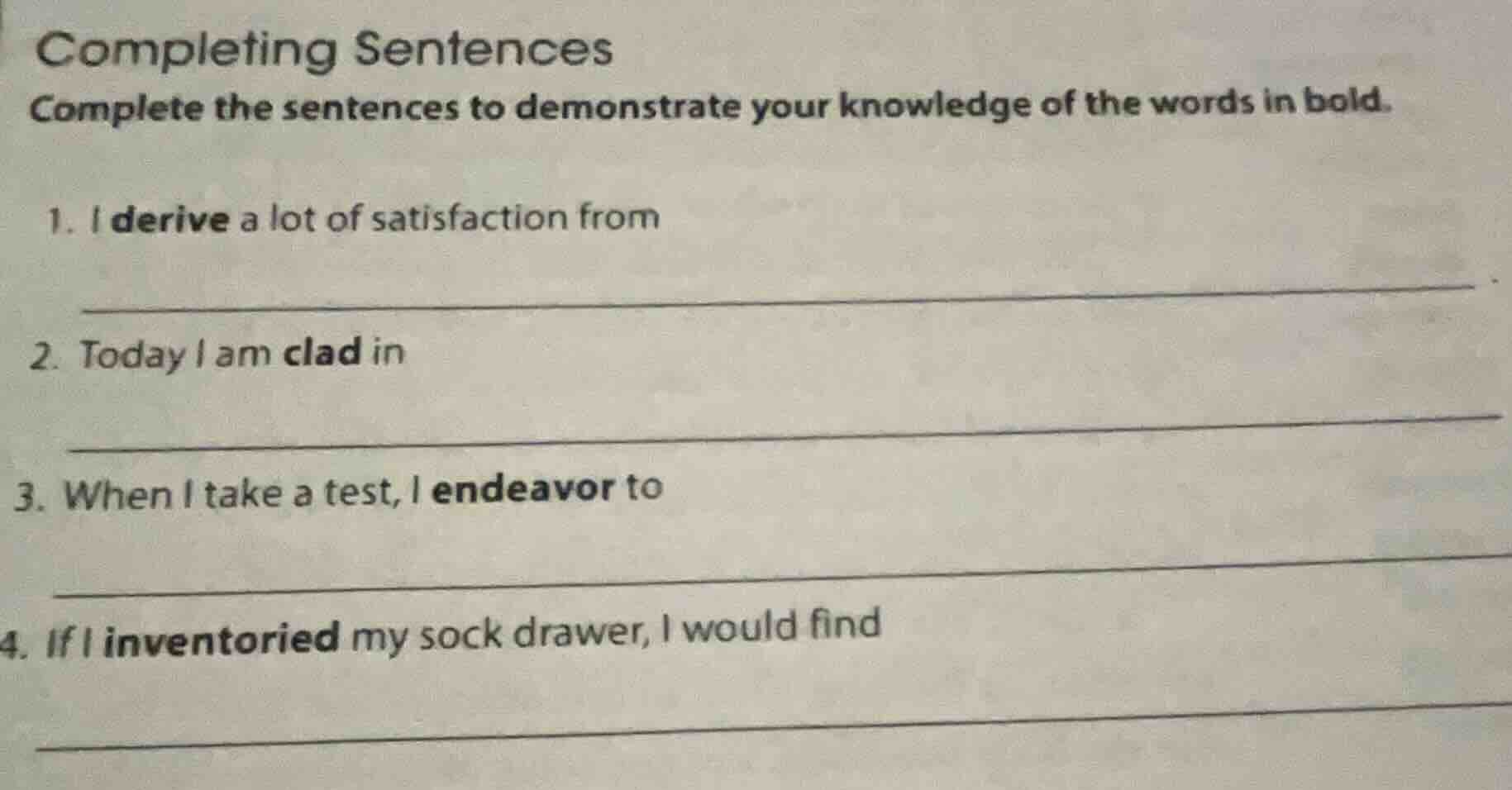 completing sentences complete the sentences to demonstrate your knowled…