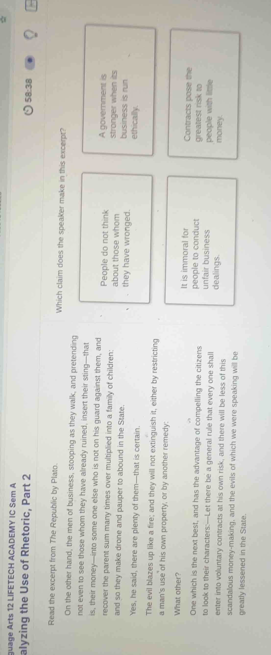 guage arts 12 lifetech academy ic sem aalyzing the use of rhetoric, par…