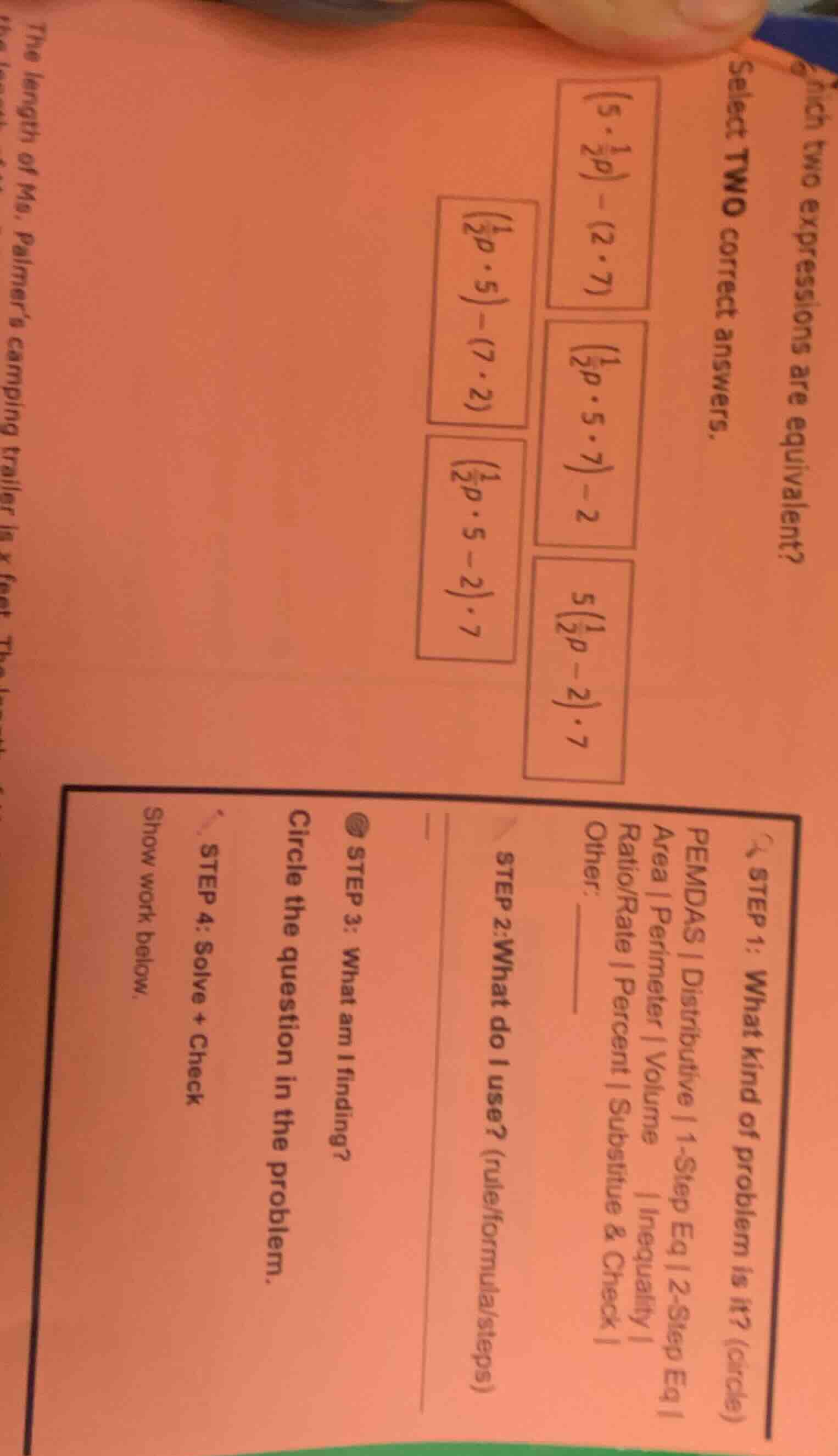 which two expressions are equivalent? select two correct answers. $(5 \…