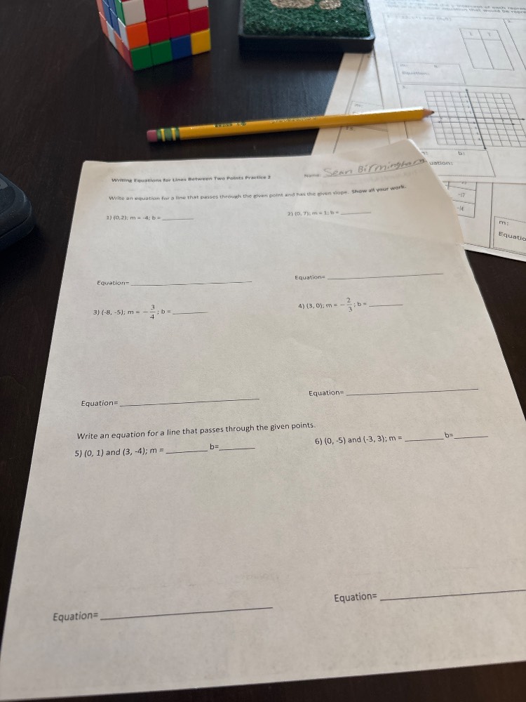 writing equations for lines between two points practice 2 name: sean bi…