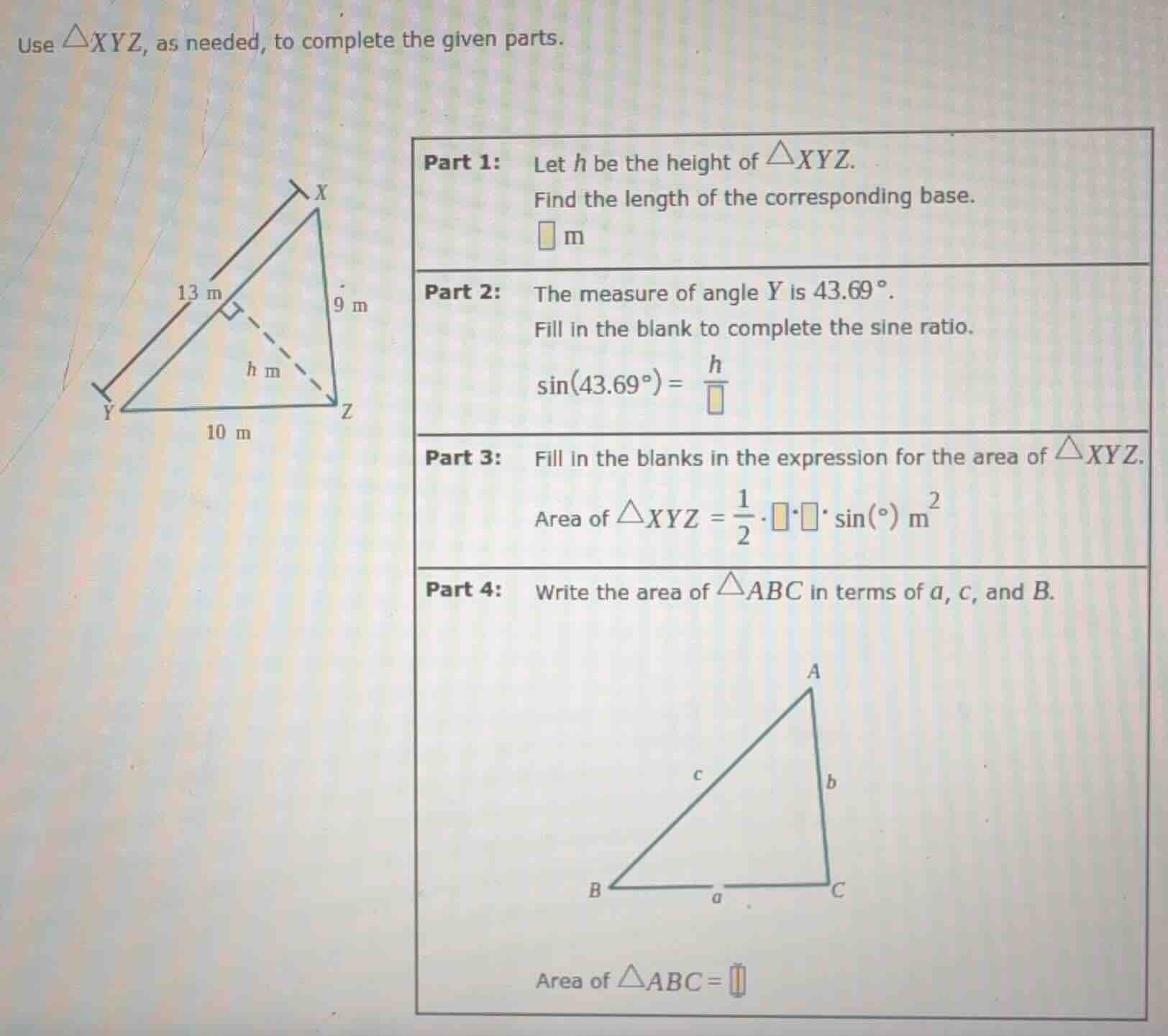 use $\\triangle xyz$, as needed, to complete the given parts. part 1: l…