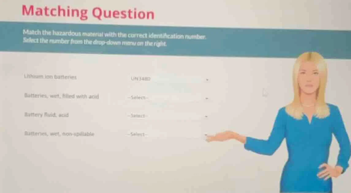 matching question match the hazardous material with the correct identif…