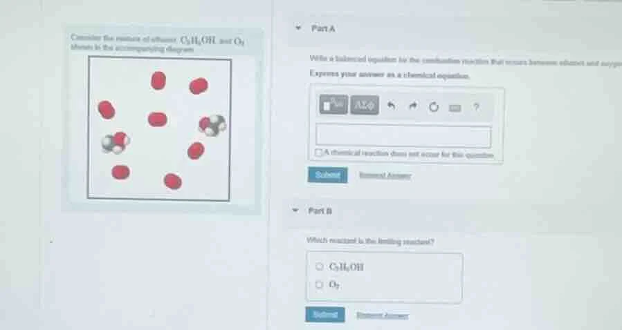 consider the reaction of ethanol $c_2h_5oh$ and $o_2$ shown in the acco…