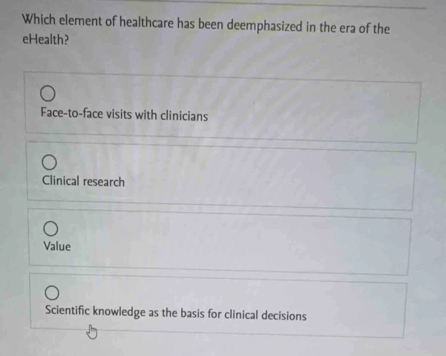 which element of healthcare has been deemphasized in the era of the ehe…
