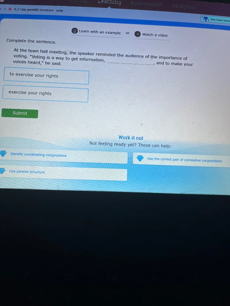 r.2 use parallel structure apm learn with an example or watch a video c…