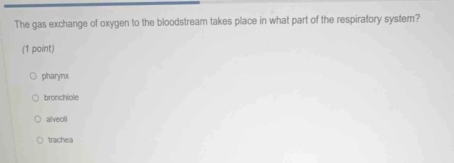 the gas exchange of oxygen to the bloodstream takes place in what part …