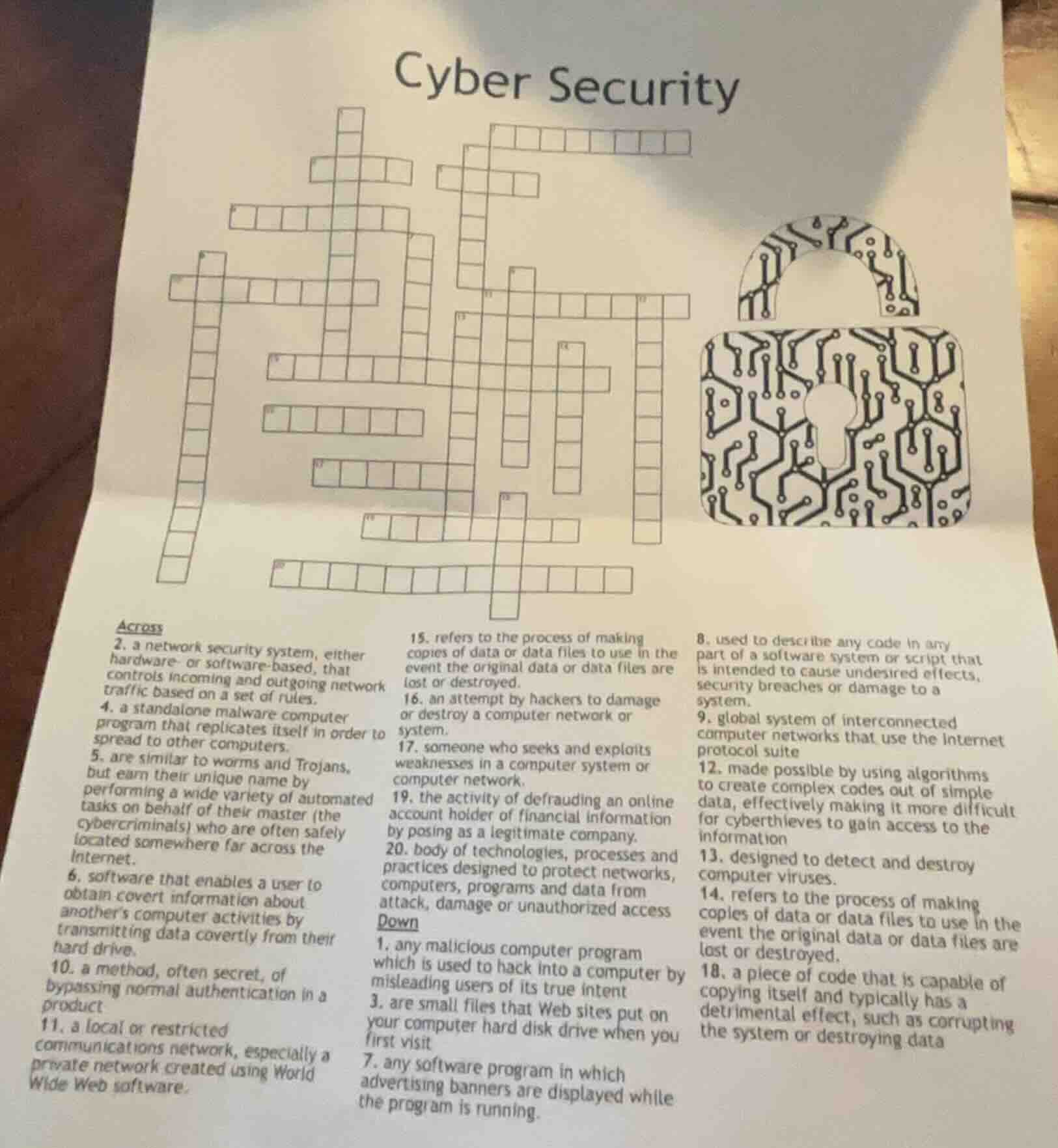 cyber security across 2. a network security system, either hardware- or…