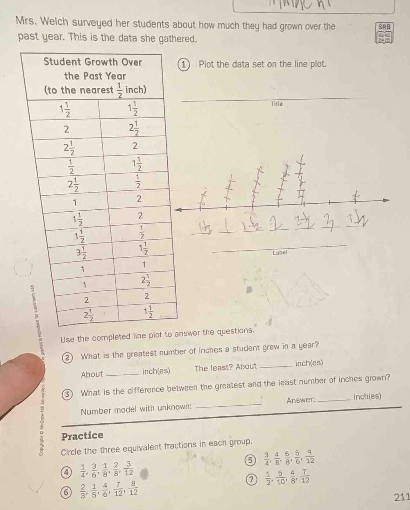 mrs. welch surveyed her students about how much they had grown over the…