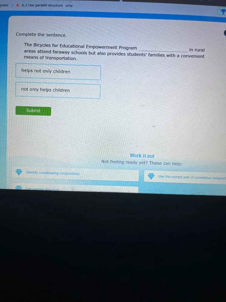 complete the sentence. the bicycles for educational empowerment program…