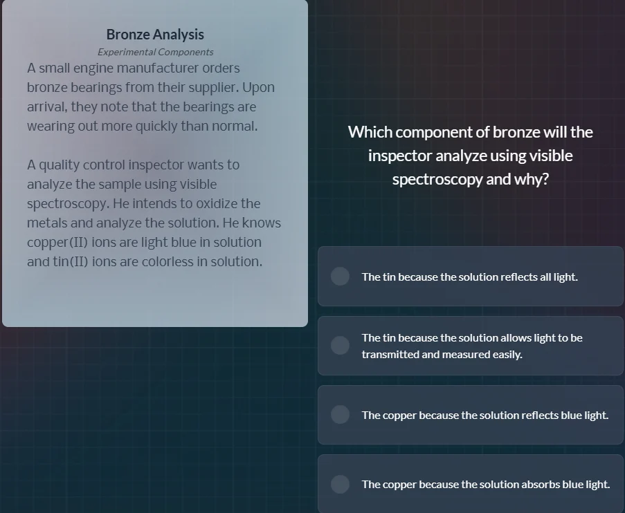 bronze analysis experimental components a small engine manufacturer ord…