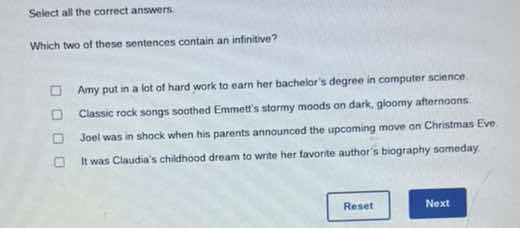 select all the correct answers. which two of these sentences contain an…