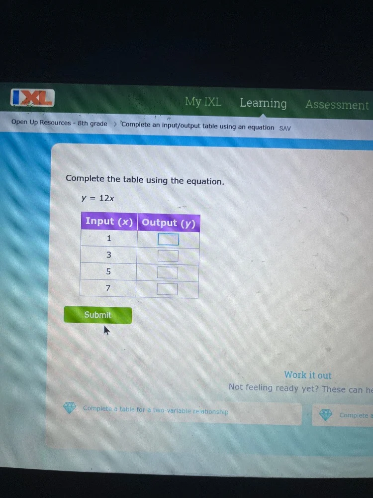 open up resources - 8th grade > complete an input/output table using an…