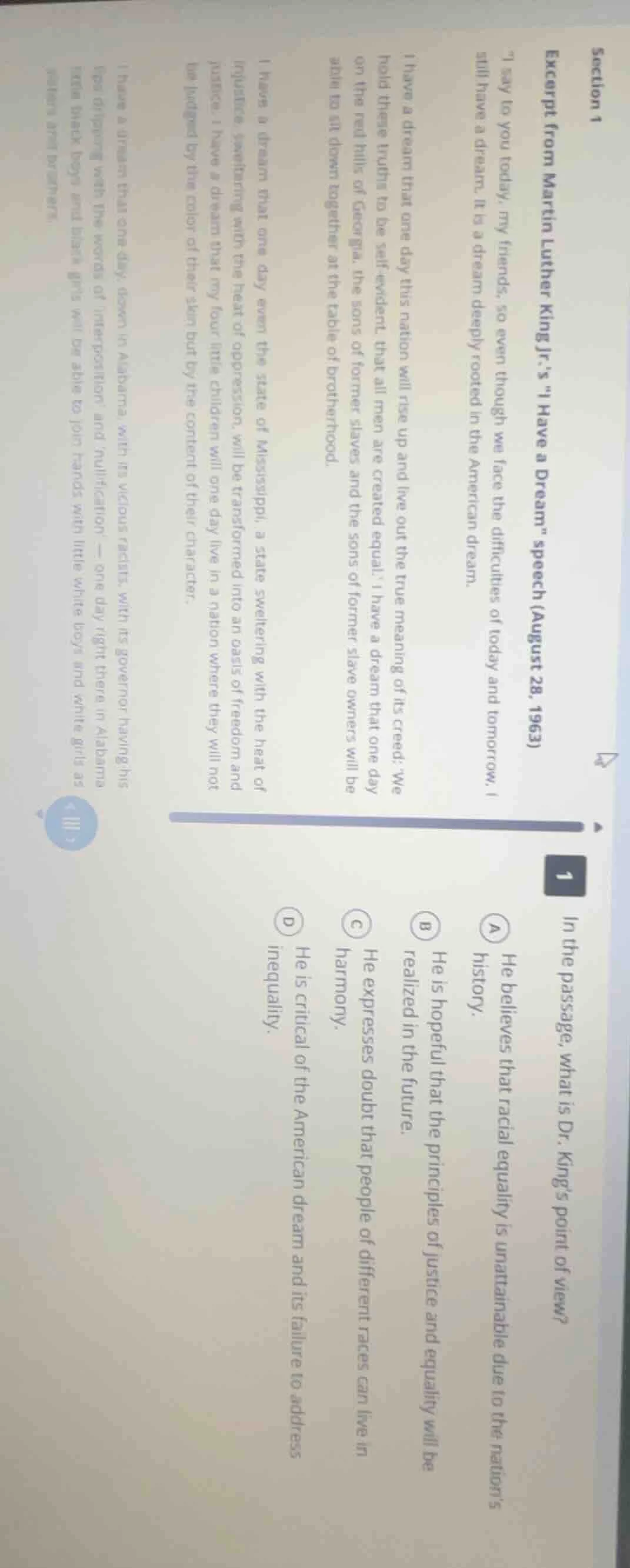 section 1excerpt from martin luther king jr.s \i have a dream\ speech (…