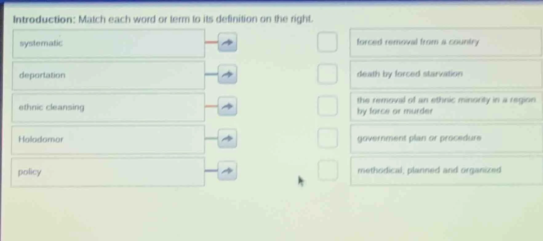 introduction: match each word or term to its definition on the right. s…