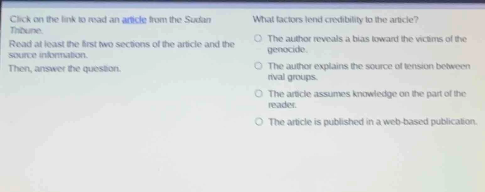 click on the link to read an article from the sudan tribune. read at le…