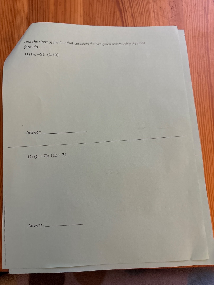 find the slope of the line that connects the two given points using the…