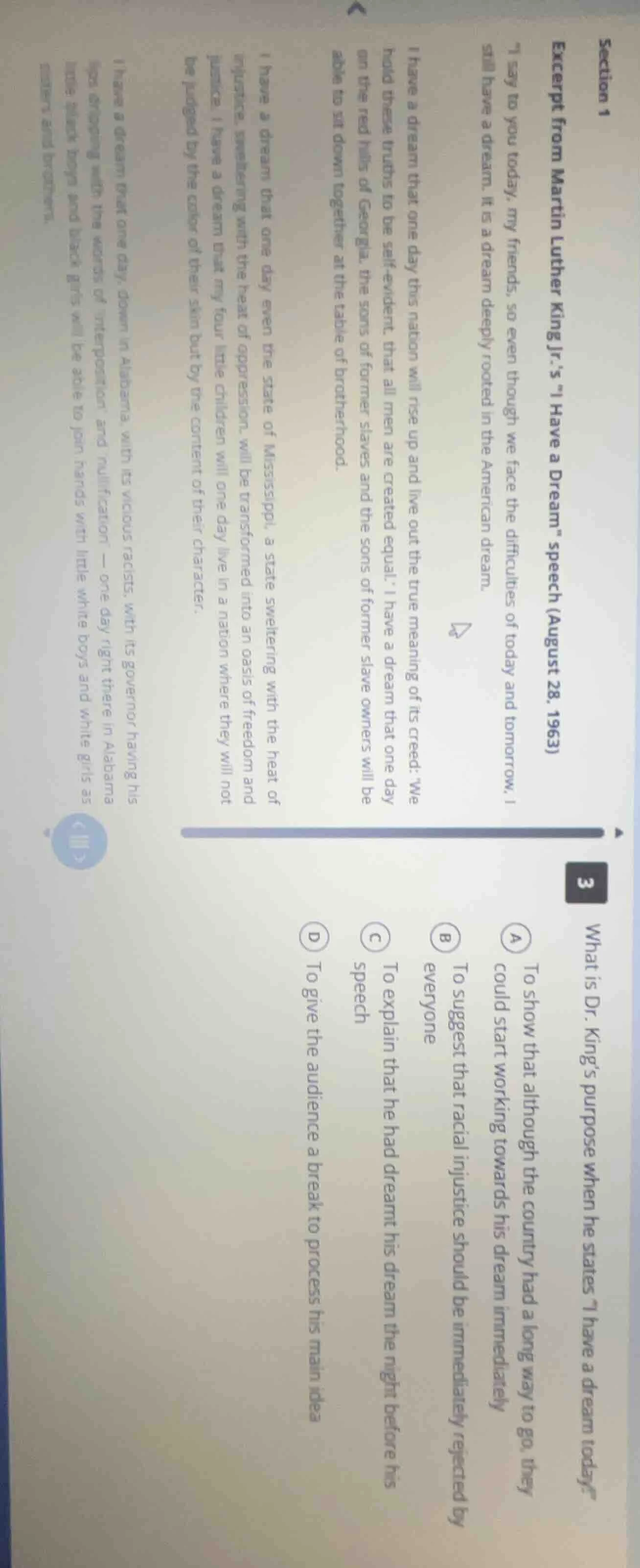 section 1excerpt from martin luther king jr.s \i have a dream\ speech a…