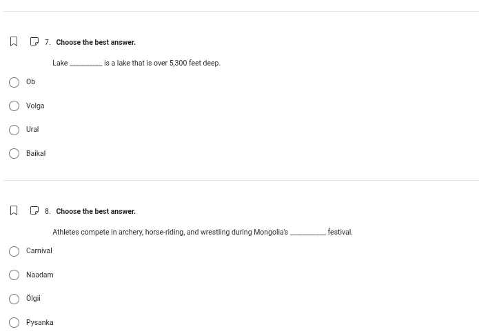 7. choose the best answer. lake ______ is a lake that is over 5,300 fee…