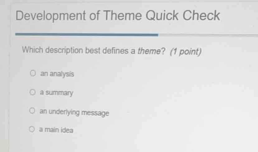development of theme quick check which description best defines a theme…