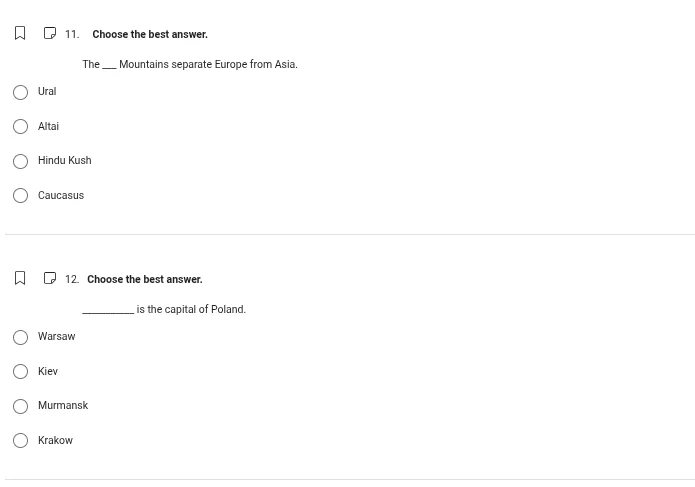 11. choose the best answer. the __ mountains separate europe from asia.…