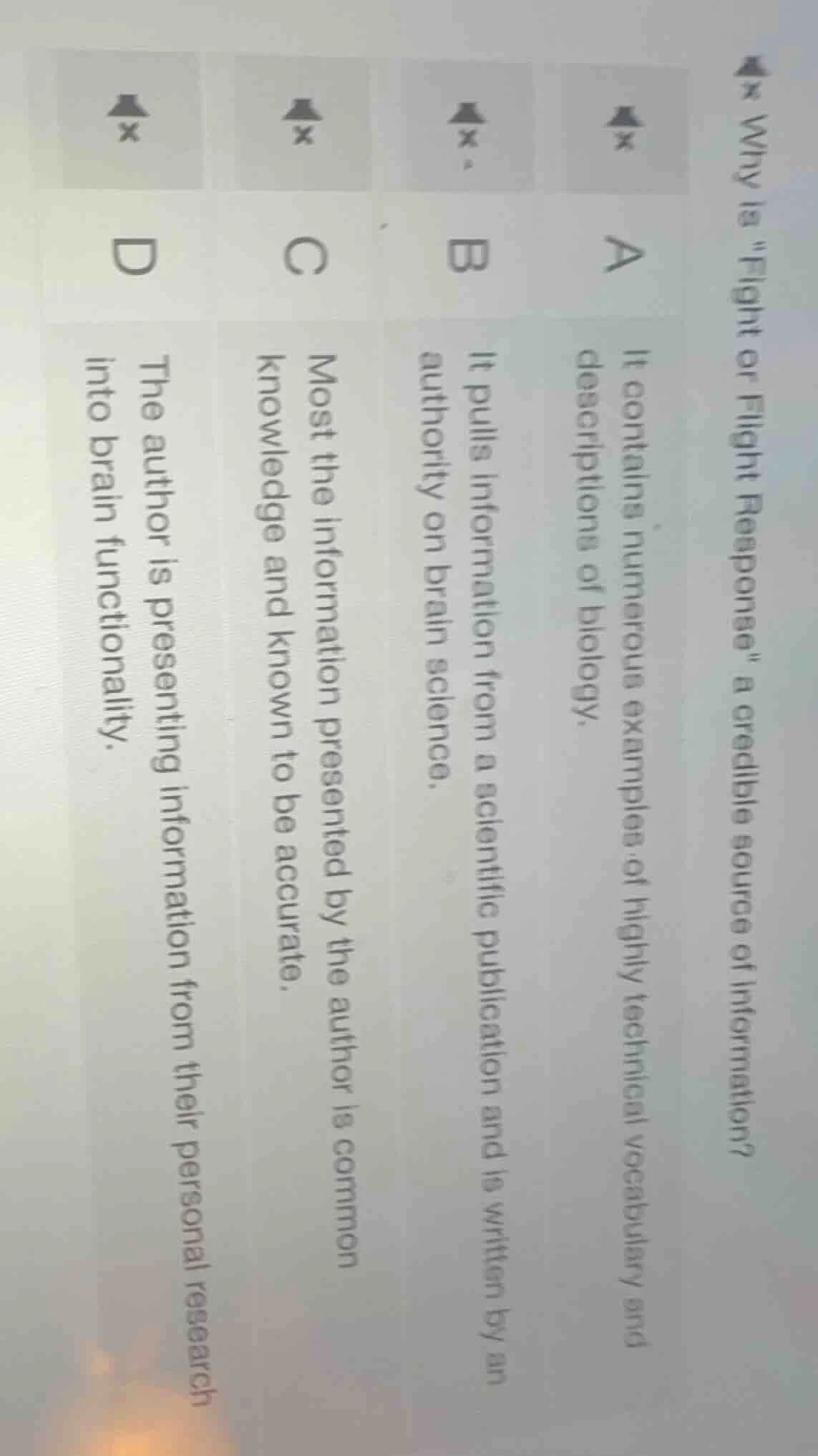 why is \fight or flight response\ a credible source of information? a. …