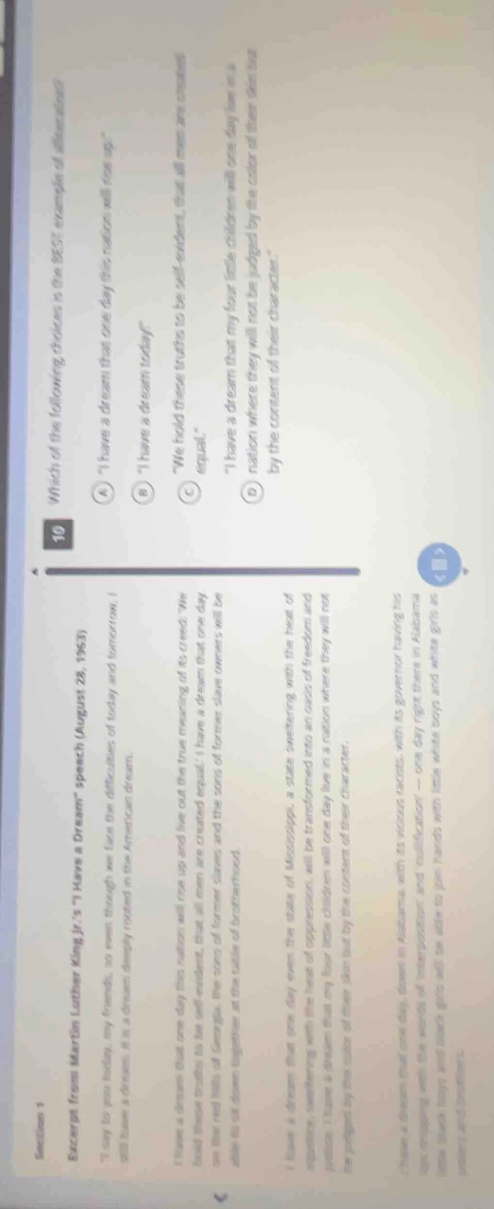 section 1excerpt from martin luther king jr.s \i have a dream\ speech (…