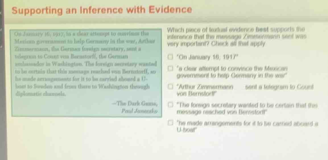 supporting an inference with evidence on january 16, 1917, in a clear a…